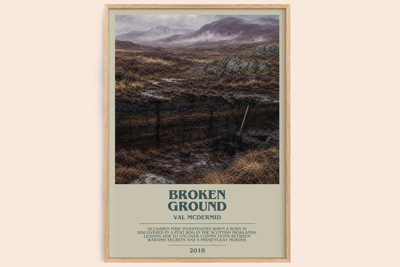 Broken Ground bookish book poster by Val McDermid – framed literary art print