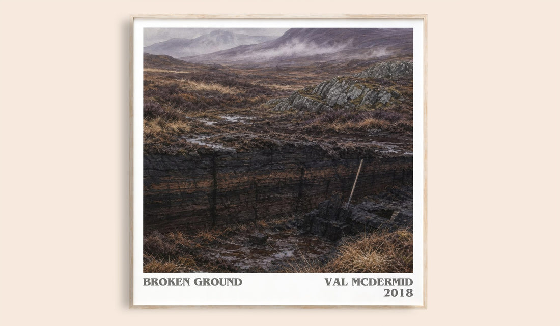Broken Ground literary book poster by Val McDermid – framed literary art print