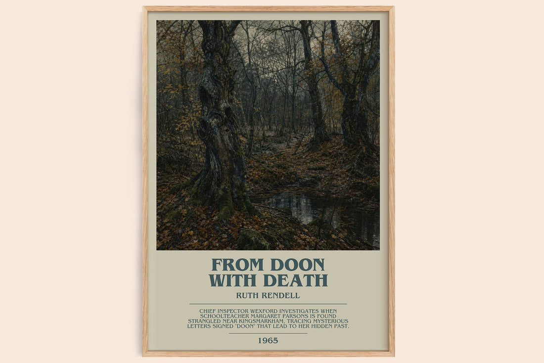 From Doon with Death bookish book poster by Ruth Rendell – framed literary art print