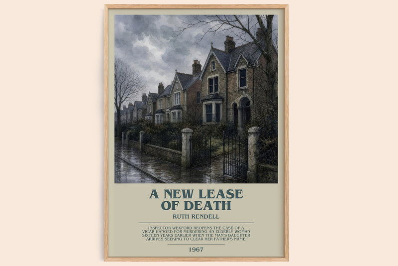 A New Lease of Death bookish book poster by Ruth Rendell – framed literary art print