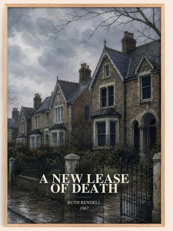 A New Lease of Death watercolour book poster by Ruth Rendell – framed literary art print