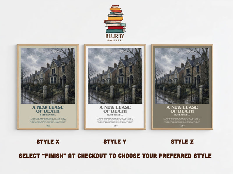A New Lease of Death bookish print in frame leaning in hallway – crime wall art