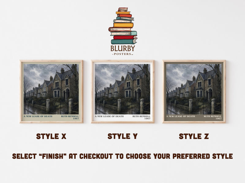 A New Lease of Death literary print in frame leaning in hallway – crime wall art