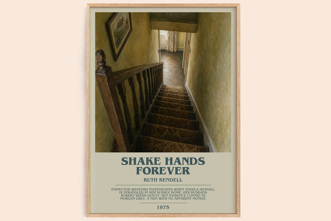 Shake Hands Forever bookish book poster by Ruth Rendell – framed literary art print