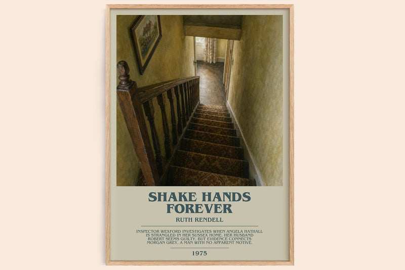 Shake Hands Forever bookish book poster by Ruth Rendell – framed literary art print