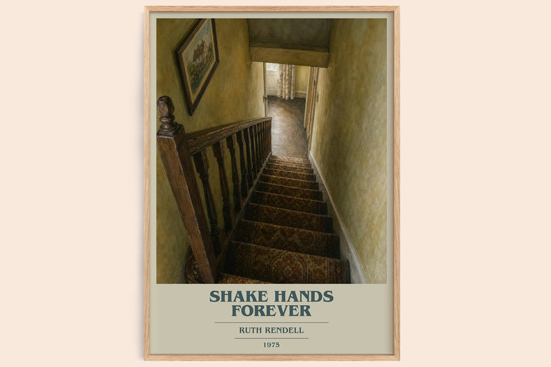 Shake Hands Forever book cover book poster by Ruth Rendell – framed literary art print