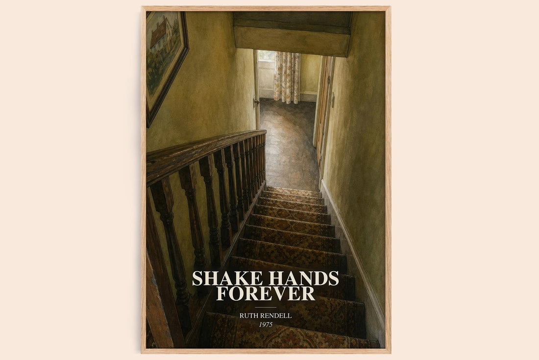 Shake Hands Forever watercolour book poster by Ruth Rendell – framed literary art print