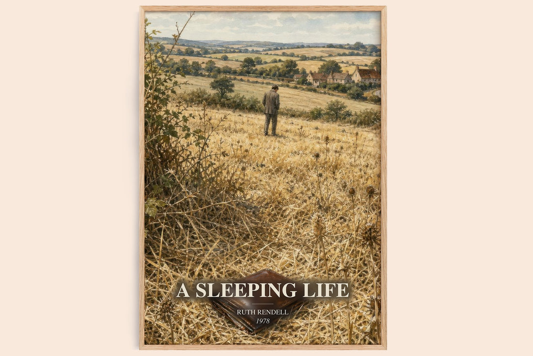 A Sleeping Life watercolour book poster by Ruth Rendell – framed literary art print