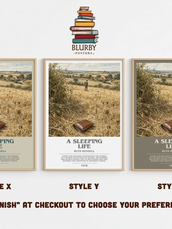 A Sleeping Life bookish print in frame leaning in hallway – mystery wall art