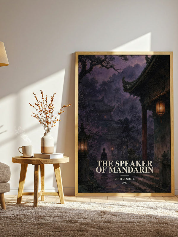 The Speaker of Mandarin watercolour print in frame leaning in hallway – crime wall art