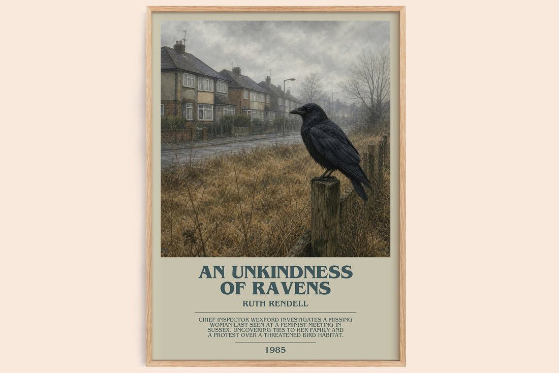 An Unkindness of Ravens bookish book poster by Ruth Rendell – framed literary art print