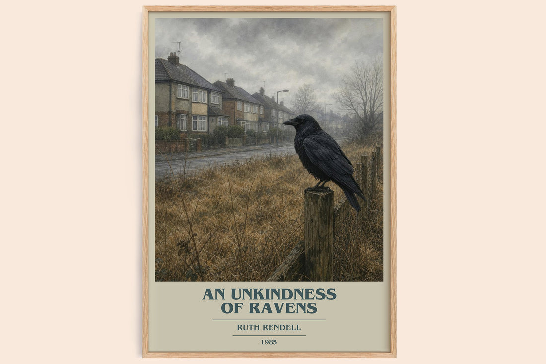 An Unkindness of Ravens book cover book poster by Ruth Rendell – framed literary art print