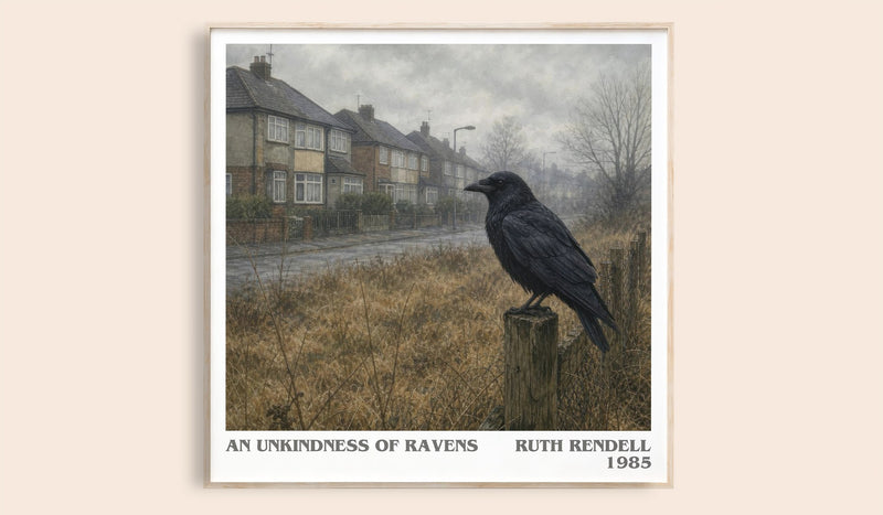 An Unkindness of Ravens literary book poster by Ruth Rendell – framed literary art print