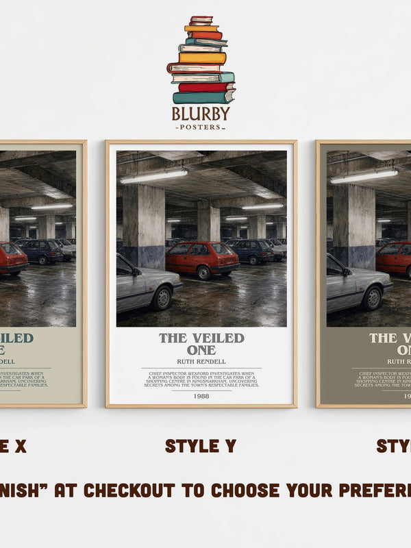 The Veiled One bookish print in frame leaning in hallway – crime wall art