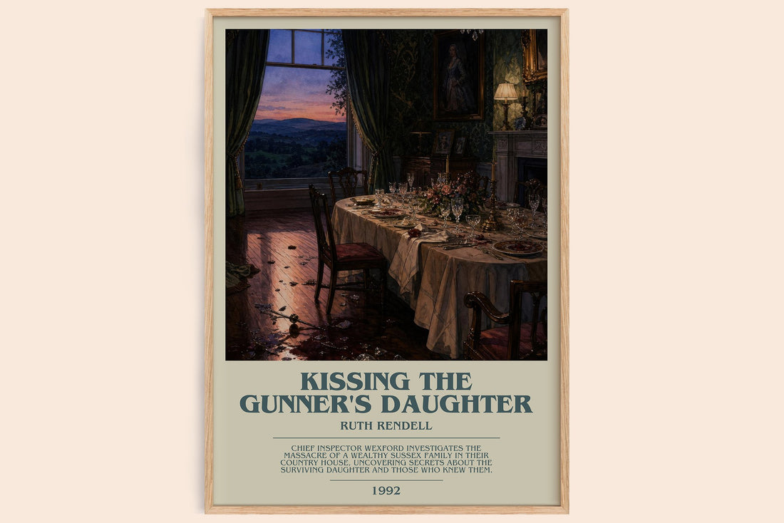 Kissing the Gunner's Daughter bookish book poster by Ruth Rendell – framed literary art print