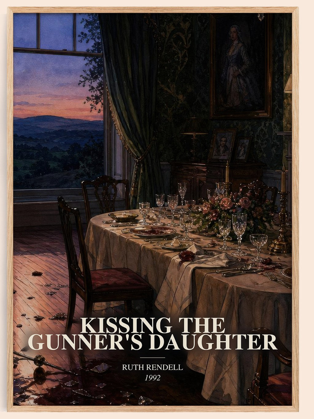 Kissing the Gunner's Daughter watercolour book poster by Ruth Rendell – framed literary art print