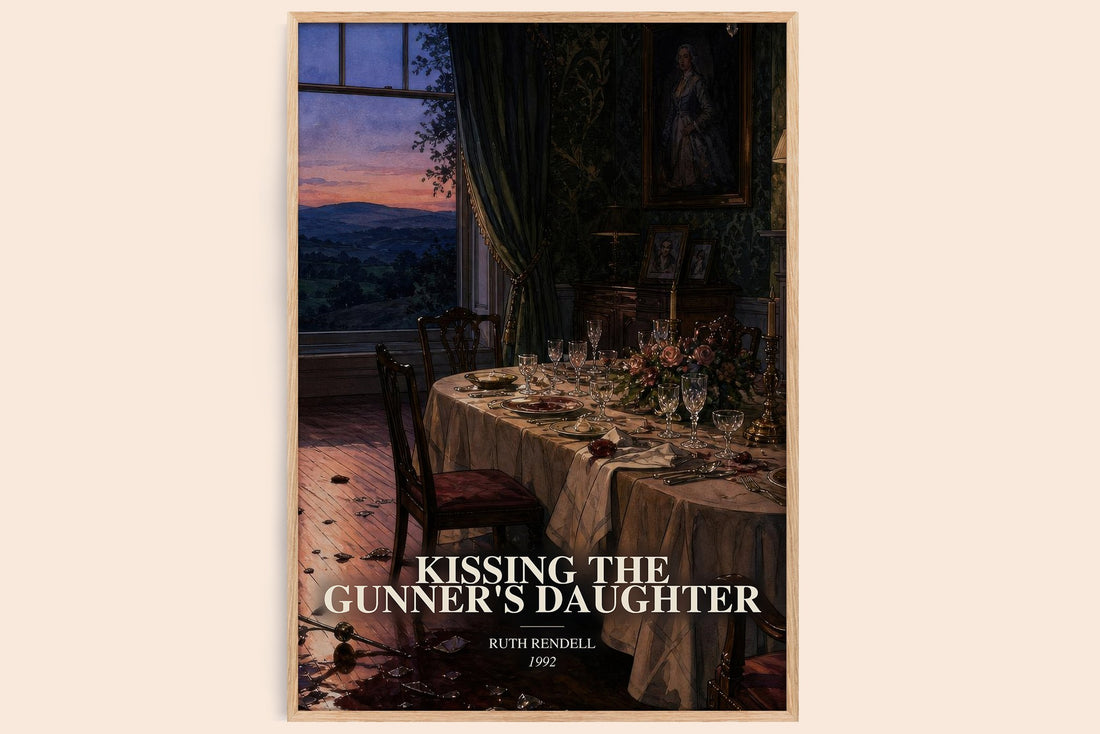 Kissing the Gunner's Daughter watercolour book poster by Ruth Rendell – framed literary art print