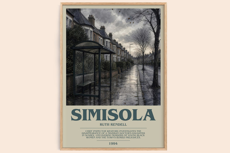 Simisola bookish book poster by Ruth Rendell – framed literary art print