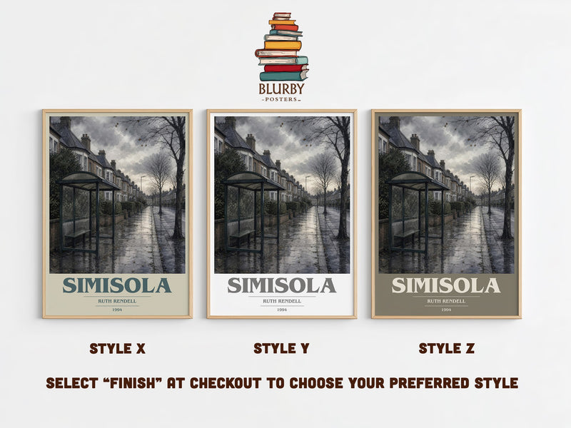 Simisola book cover print in frame leaning in hallway – crime wall art