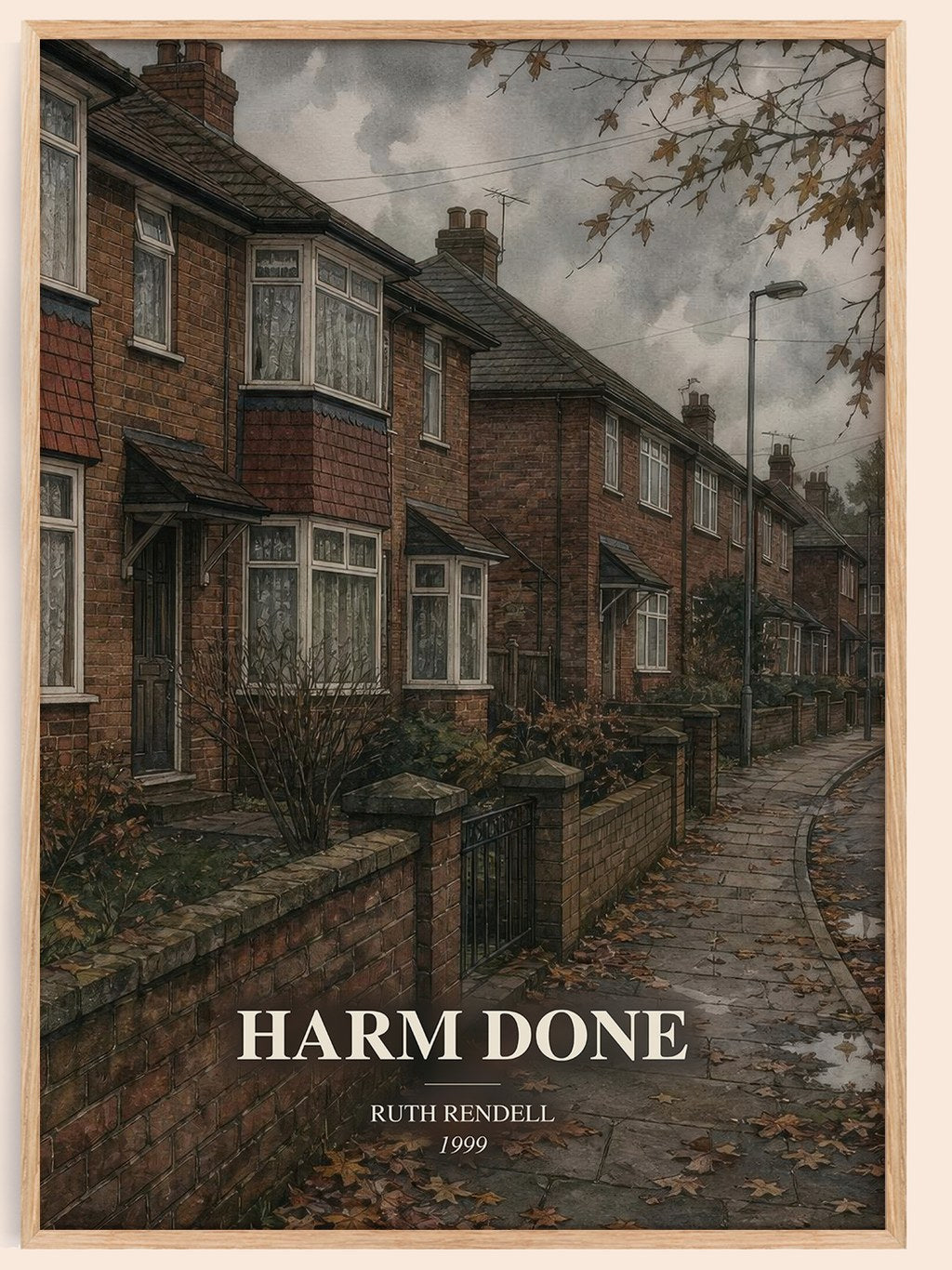 Harm Done watercolour book poster by Ruth Rendell – framed literary art print