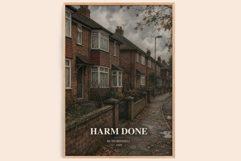 Harm Done watercolour book poster by Ruth Rendell – framed literary art print