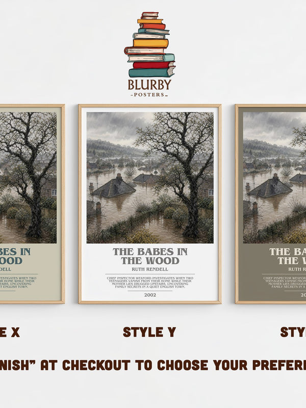 The Babes in the Wood bookish print in frame leaning in hallway – crime wall art