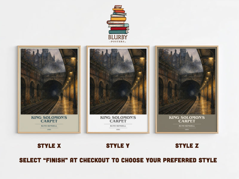 King Solomon's Carpet book cover print in frame leaning in hallway – crime wall art