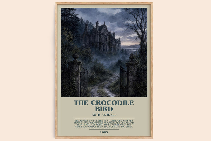 The Crocodile Bird bookish book poster by Ruth Rendell – framed literary art print