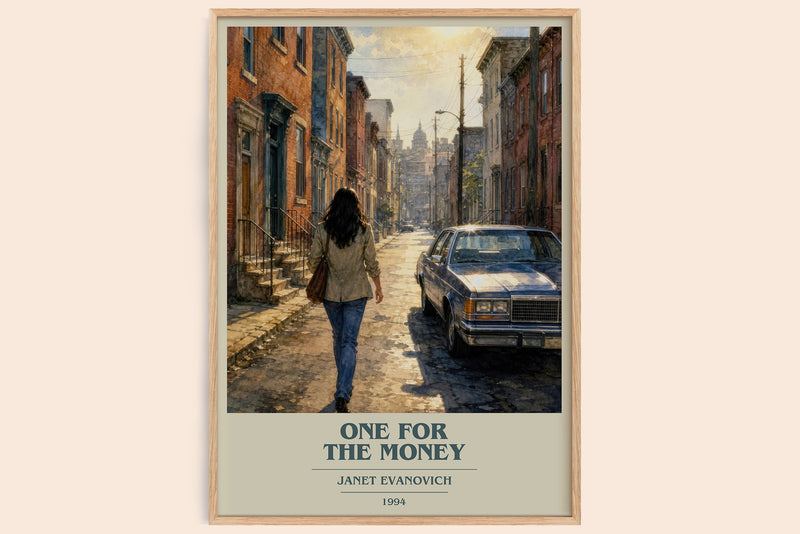 One for the Money Book Cover Poster by Janet Evanovich (Modern Minimalist style)