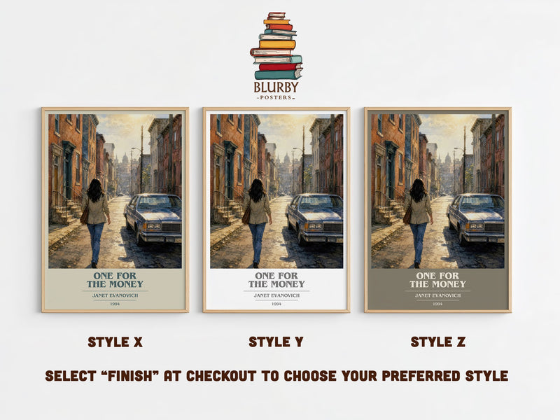 One for the Money book cover print in frame leaning in hallway – crime wall art