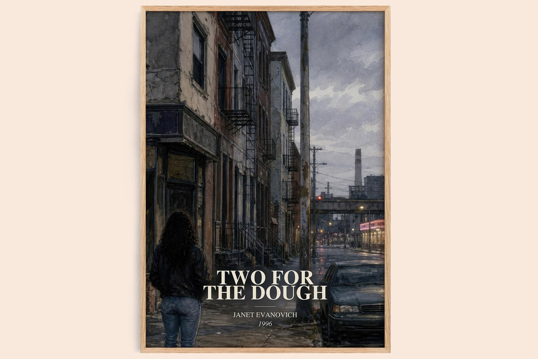 Two for the Dough watercolour book poster by Janet Evanovich – framed literary art print