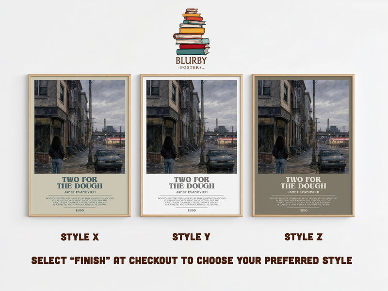Two for the Dough bookish print in frame leaning in hallway – mystery wall art