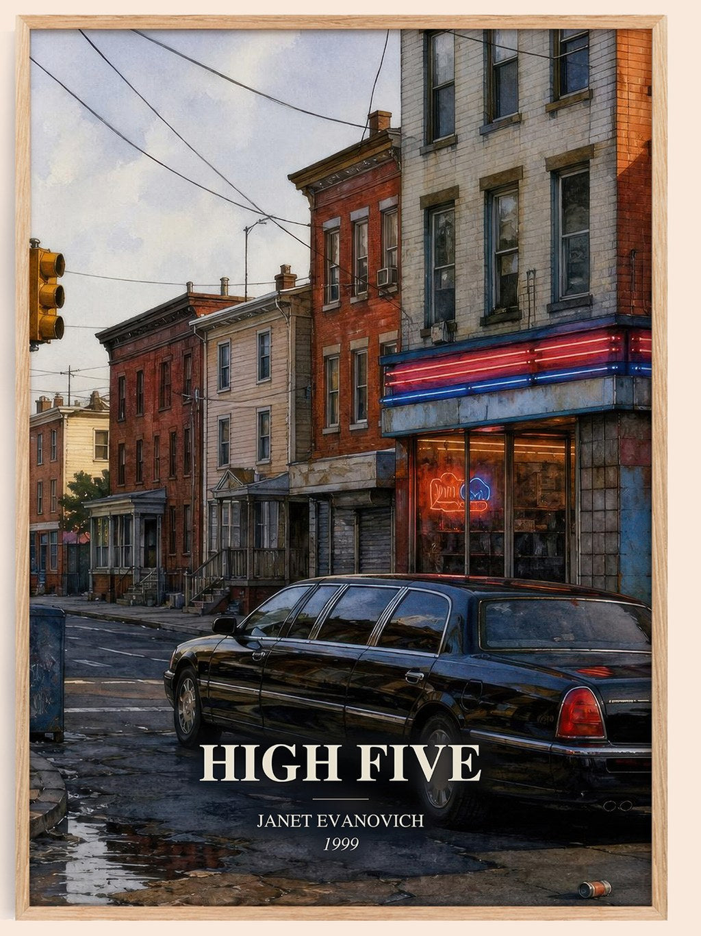 High Five watercolour book poster by Janet Evanovich – framed literary art print