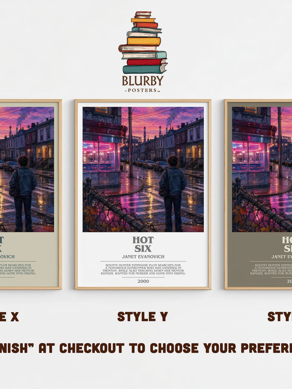 Hot Six bookish print in frame leaning in hallway – mystery wall art