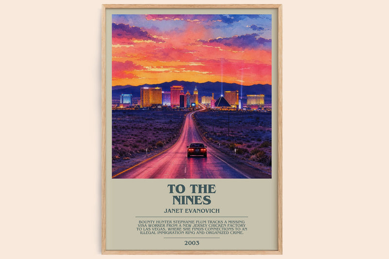 To the Nines bookish book poster by Janet Evanovich – framed literary art print