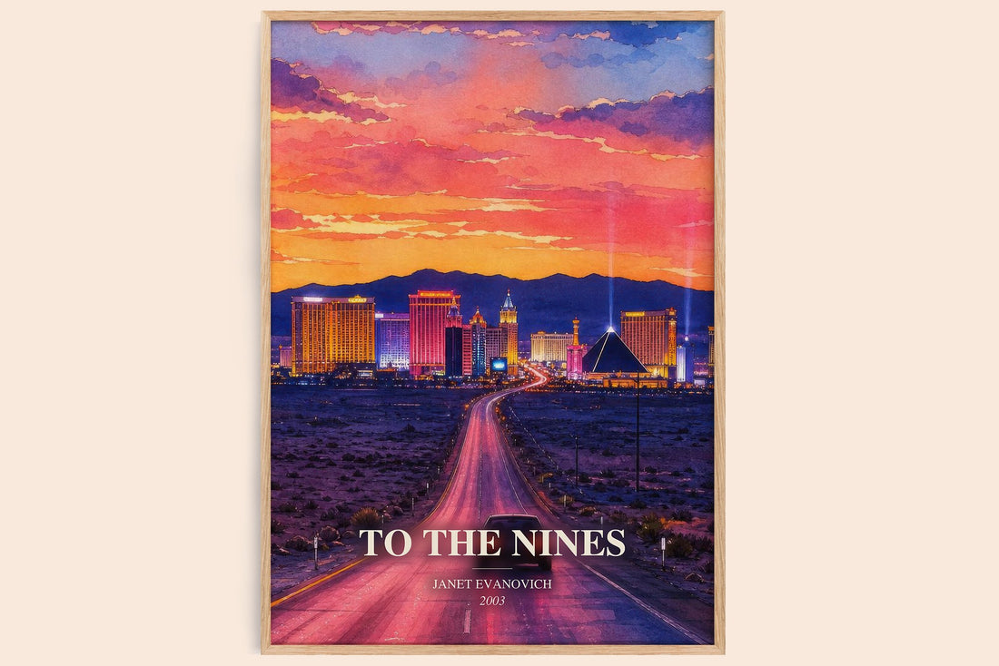 To the Nines watercolour book poster by Janet Evanovich – framed literary art print