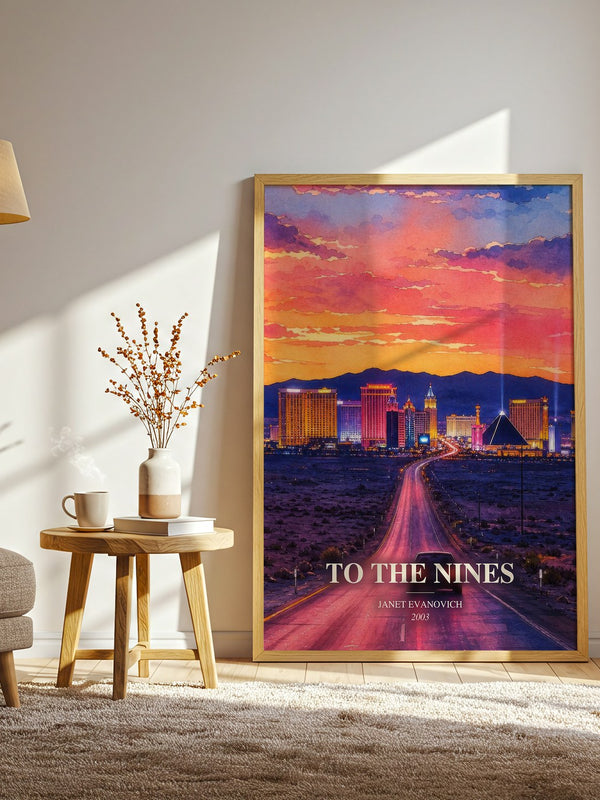 To the Nines watercolour print in frame leaning in hallway – mystery wall art