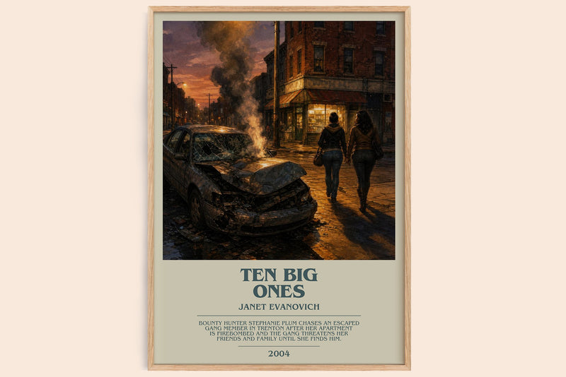 Ten Big Ones bookish book poster by Janet Evanovich – framed literary art print