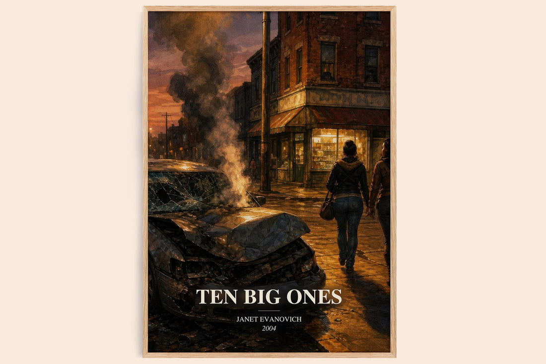 Ten Big Ones watercolour book poster by Janet Evanovich – framed literary art print