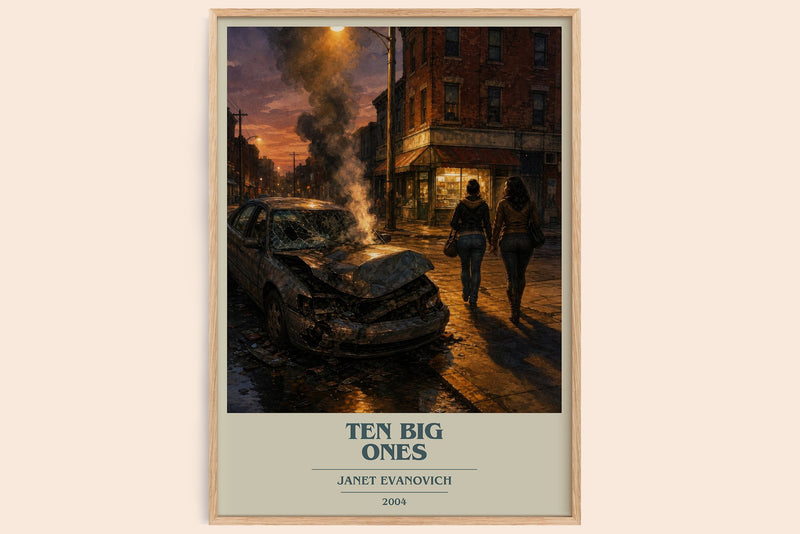 Ten Big Ones book cover book poster by Janet Evanovich – framed literary art print