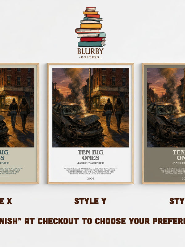 Ten Big Ones bookish print in frame leaning in hallway – mystery wall art