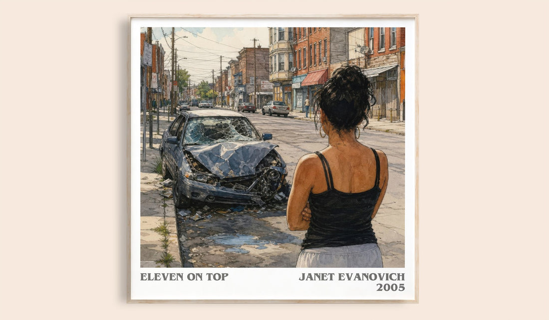 Eleven on Top literary book poster by Janet Evanovich – framed literary art print