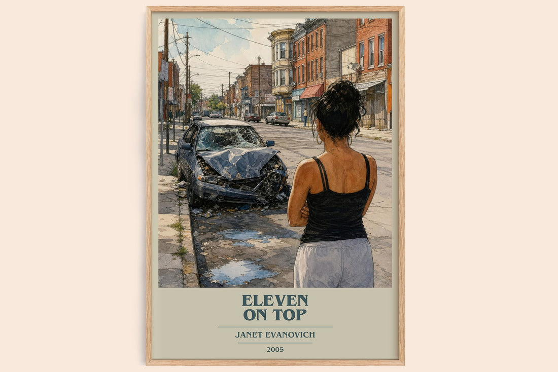Eleven on Top book cover book poster by Janet Evanovich – framed literary art print