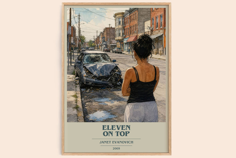 Eleven on Top book cover book poster by Janet Evanovich – framed literary art print