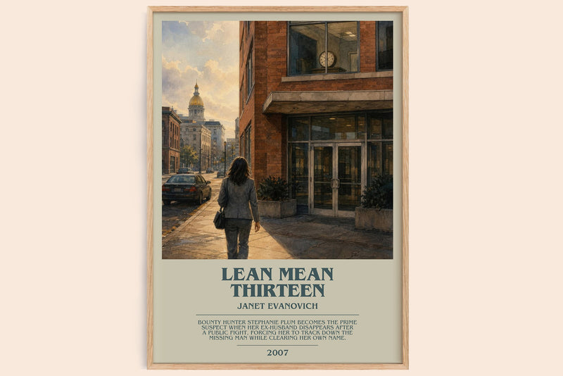 Lean Mean Thirteen bookish book poster by Janet Evanovich – framed literary art print