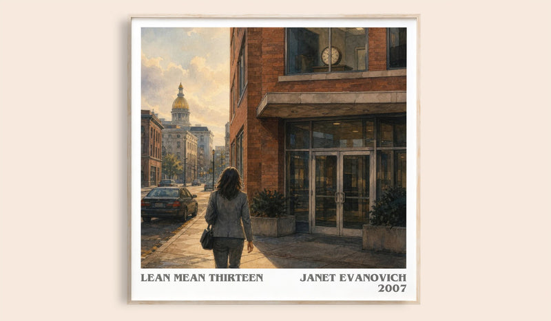 Lean Mean Thirteen literary book poster by Janet Evanovich – framed literary art print