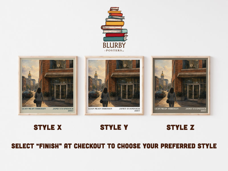 Lean Mean Thirteen literary print in frame leaning in hallway – mystery wall art
