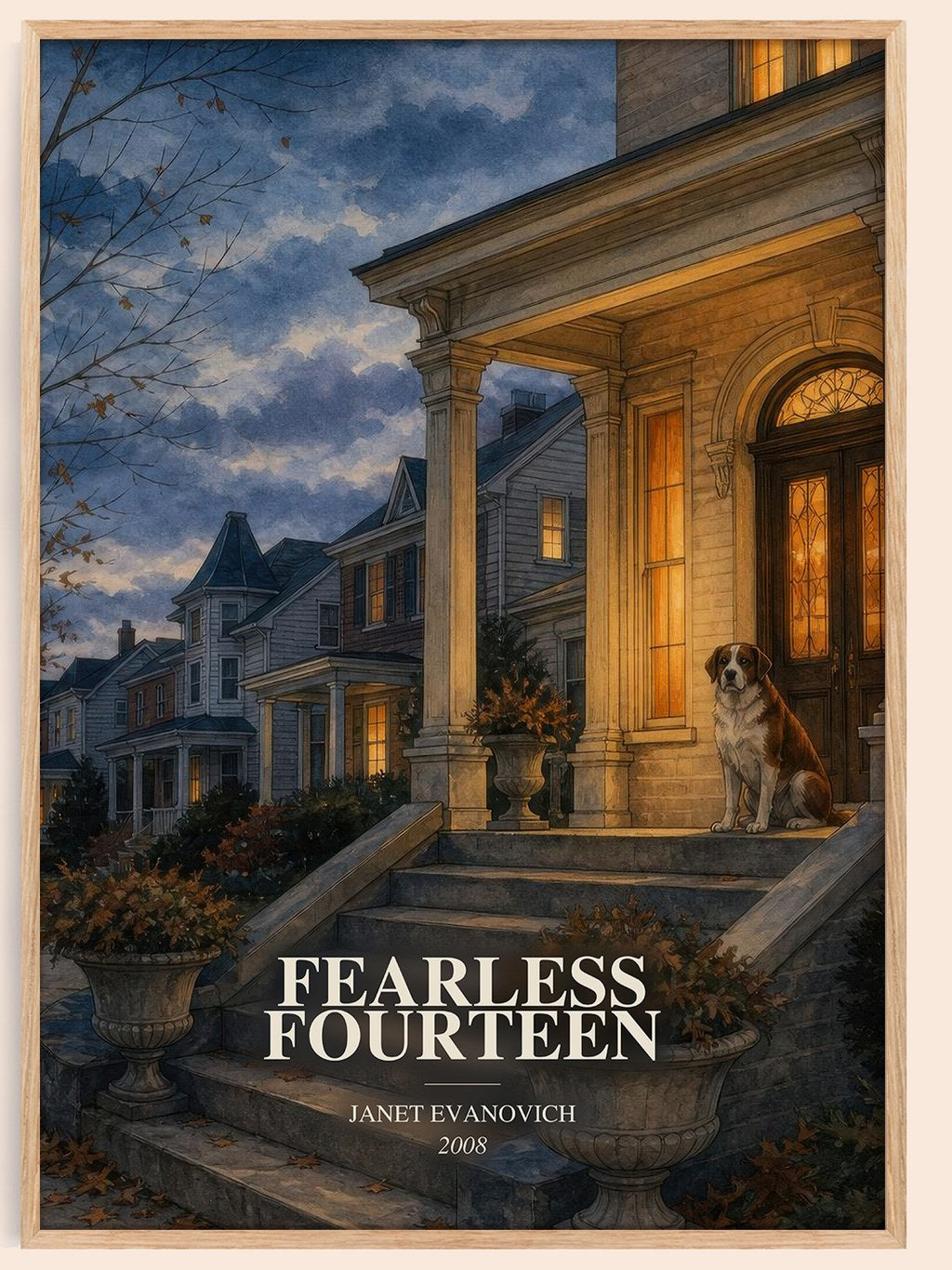 Fearless Fourteen watercolour book poster by Janet Evanovich – framed literary art print