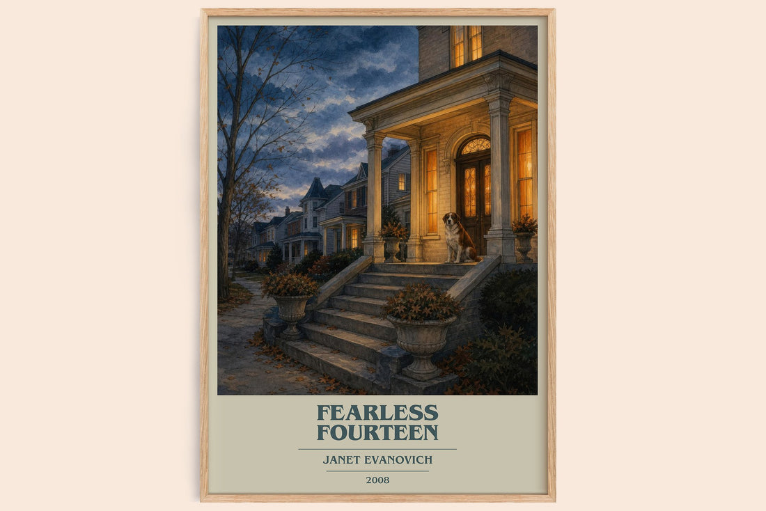 Fearless Fourteen book cover book poster by Janet Evanovich – framed literary art print