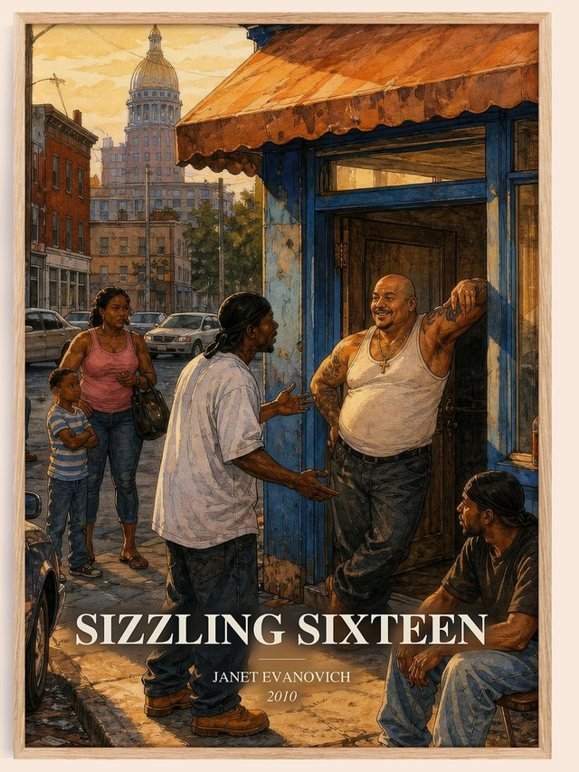 Sizzling Sixteen Book Watercolour Illustration by Janet Evanovich